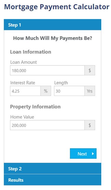 Mortgage Payment Calculator Graphic - Step 1