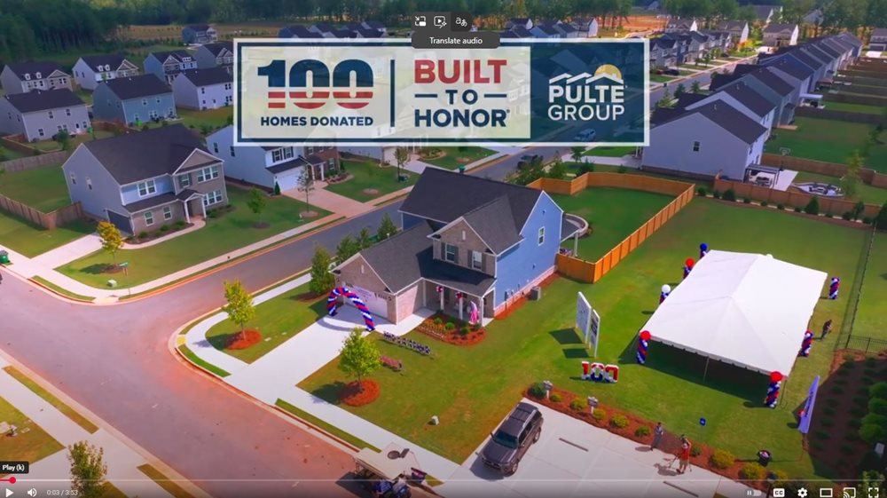 PulteGroup Delivers 100th Mortgage-Free Home to a U.S. Veteran